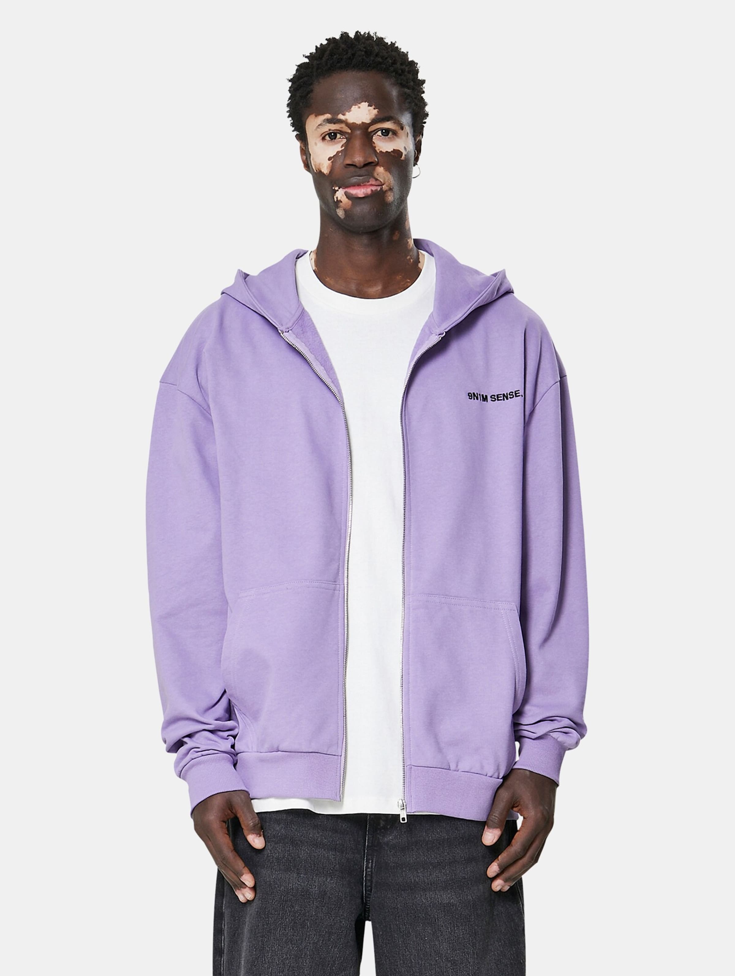 9N1M SENSE Essential Zip Hoodie Männer,Unisex op kleur violet, Maat S