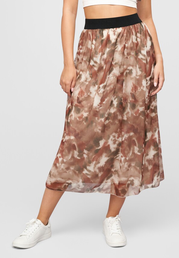 Longform Rock mit All Over Print und Gummiband-0