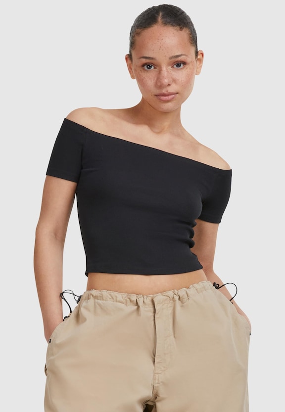 Ladies Organic Off Shoulder Rib Tee-0