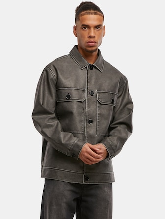 Urban Classics Synthetic Vintage Leather Shirt Jacket