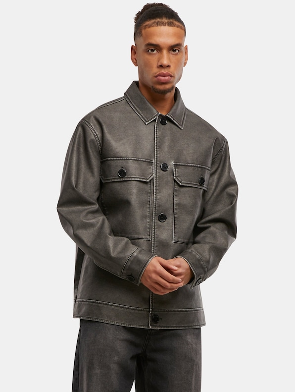 Urban Classics Synthetic Vintage Leather Shirt Jacket-0