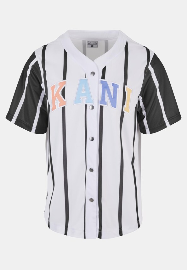 KM241-040-1 Karl Kani Serif Striped Block Baseball Shirt-3