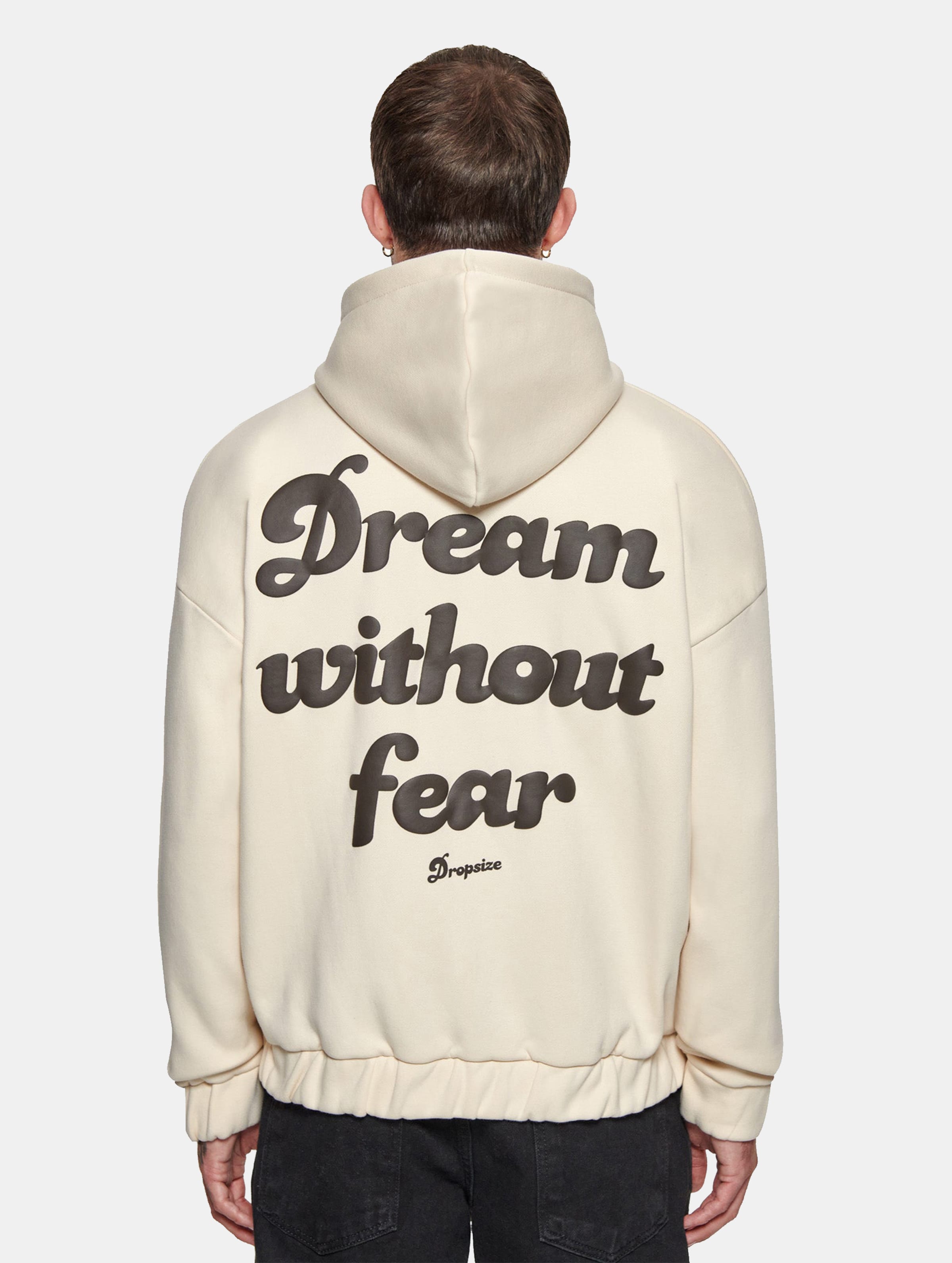 Dropsize Heavy Oversize Dream Without Fear Zip Hoodie op kleur beige, Maat S