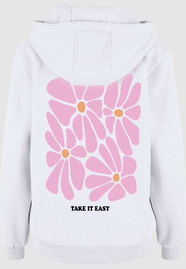 Take It Easy Flowers Ladies Fluffy Hoody-3