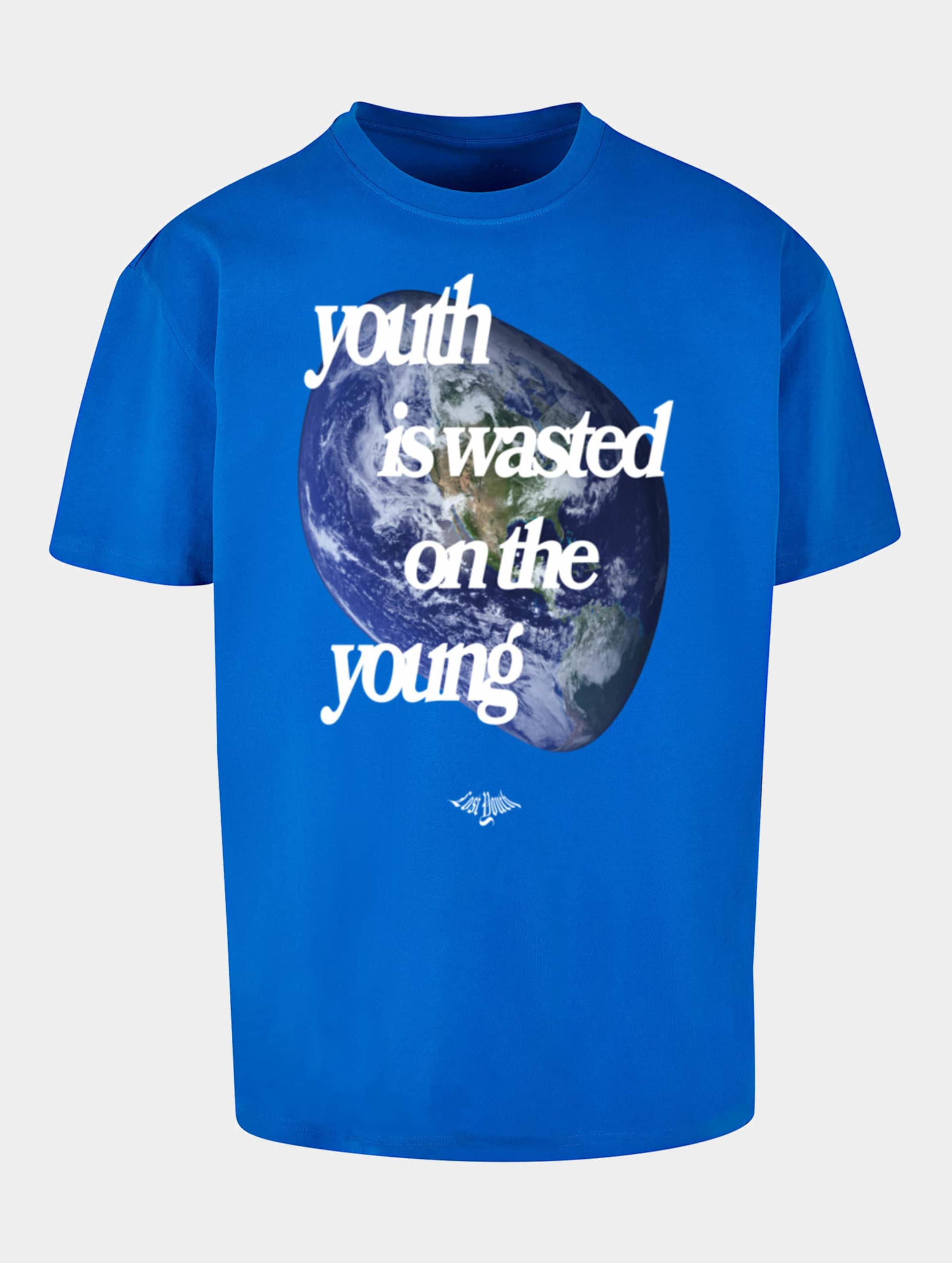 Lost Youth LY TEE- WORLD V.1 Mannen op kleur blauw, Maat XL