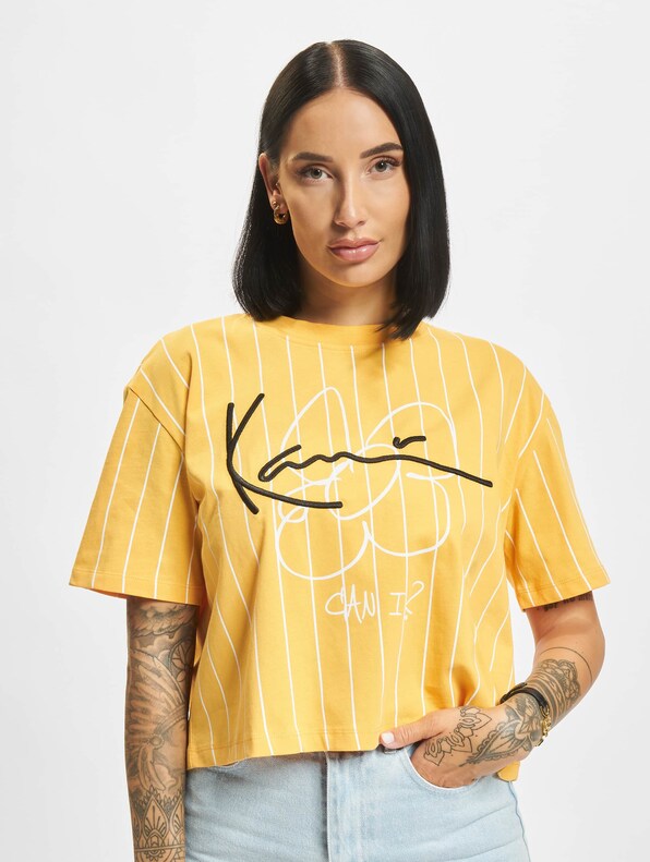 Karl Kani Signature Crop Pinstripe T-Shirt Light-2