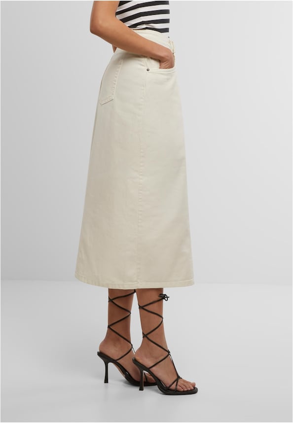 Ladies Soft Denim Midi Skirt-3