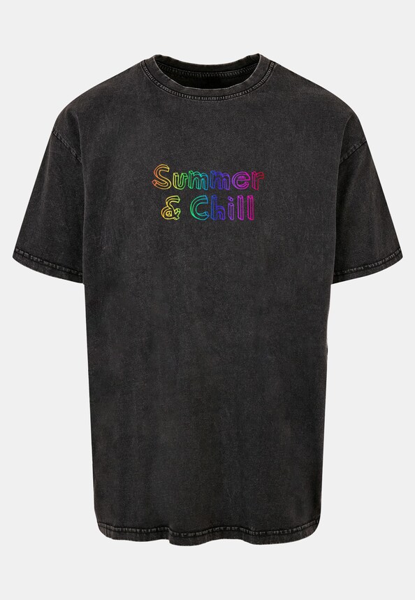 Summer And Chill Rainbow Acid Washed Heavy Oversized Tee-4