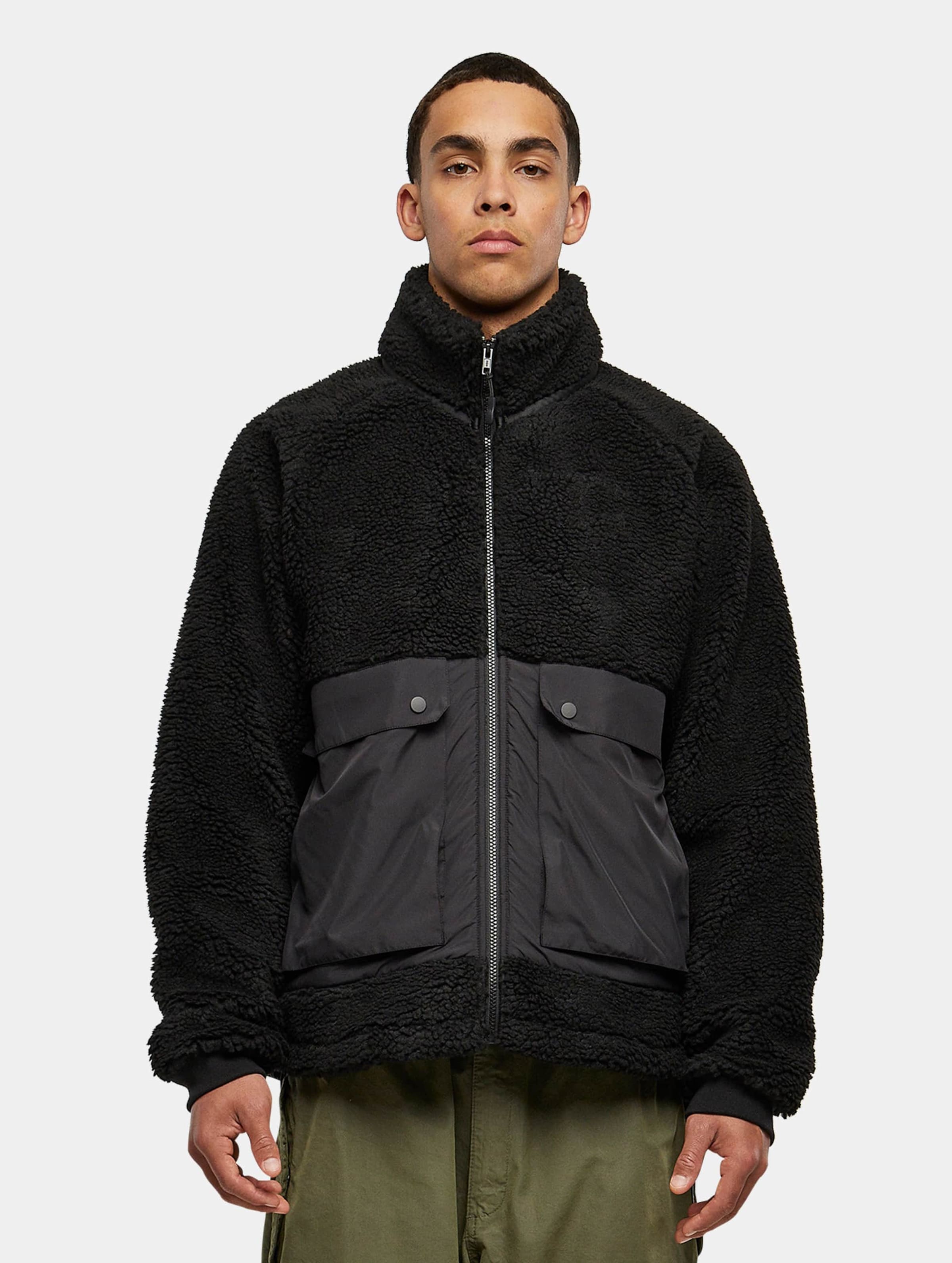 Urban Classics - Short Raglan Sherpa Jacket - XL - Zwart
