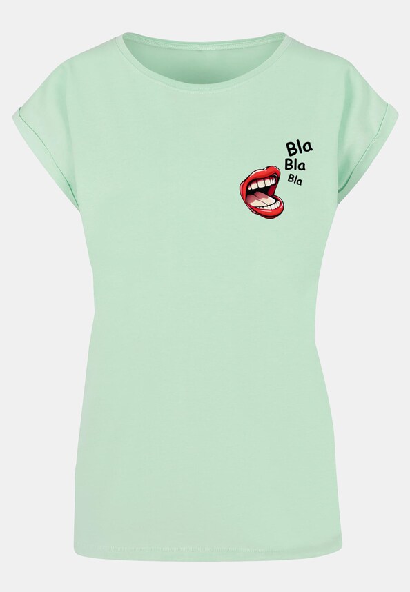 Ladies Bla Bla Bla Comic Extended Shoulder Tee-4