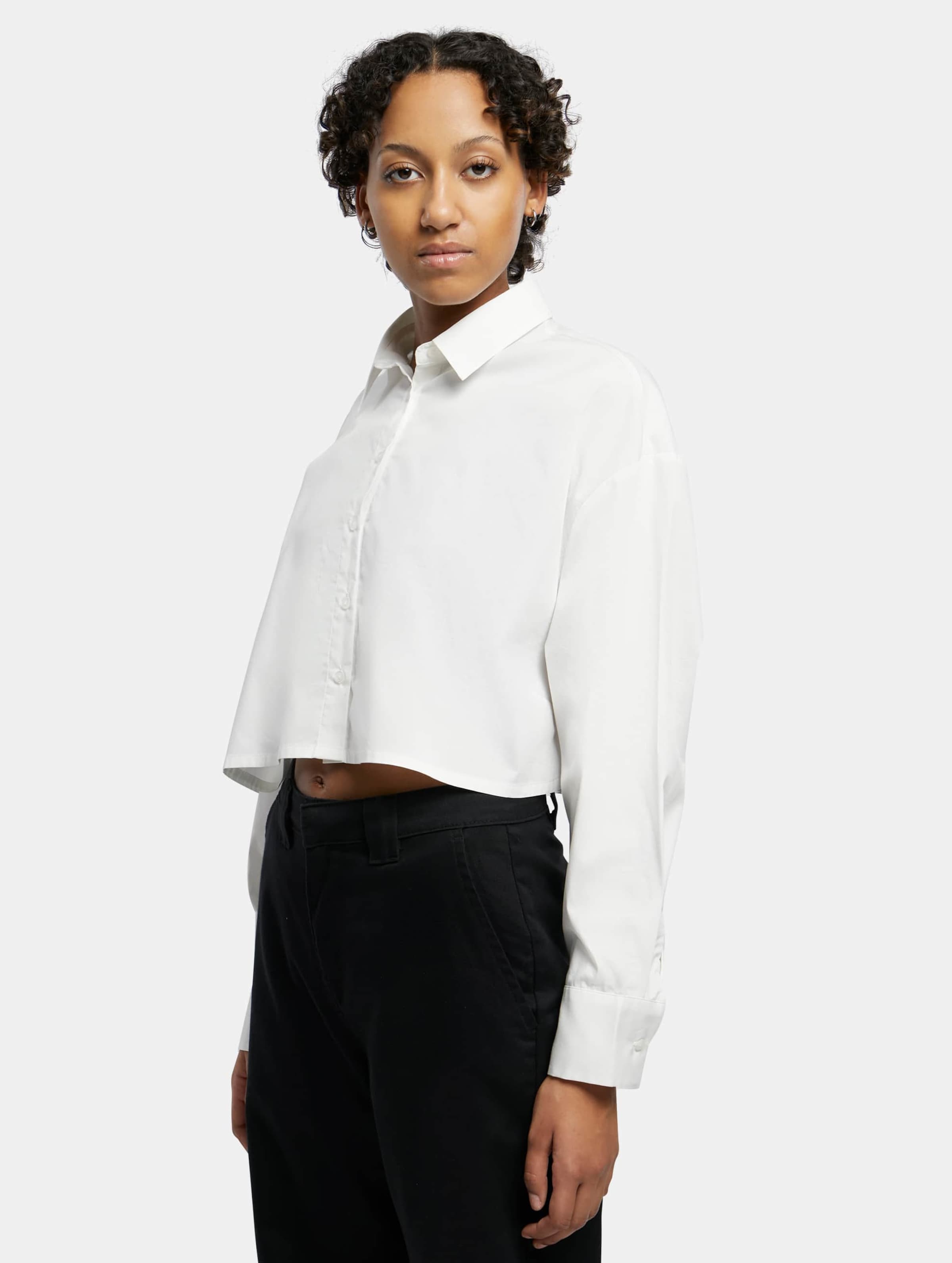 Urban Classics - Cropped Oversized Blouse - S - Wit