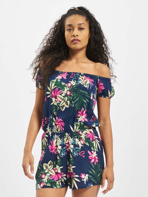 Ladies All Over Print Off Shoulder Short-2