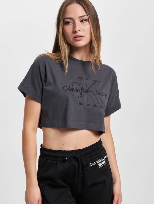 Calvin Klein Jeans Monologo Cropped T-Shirt-0