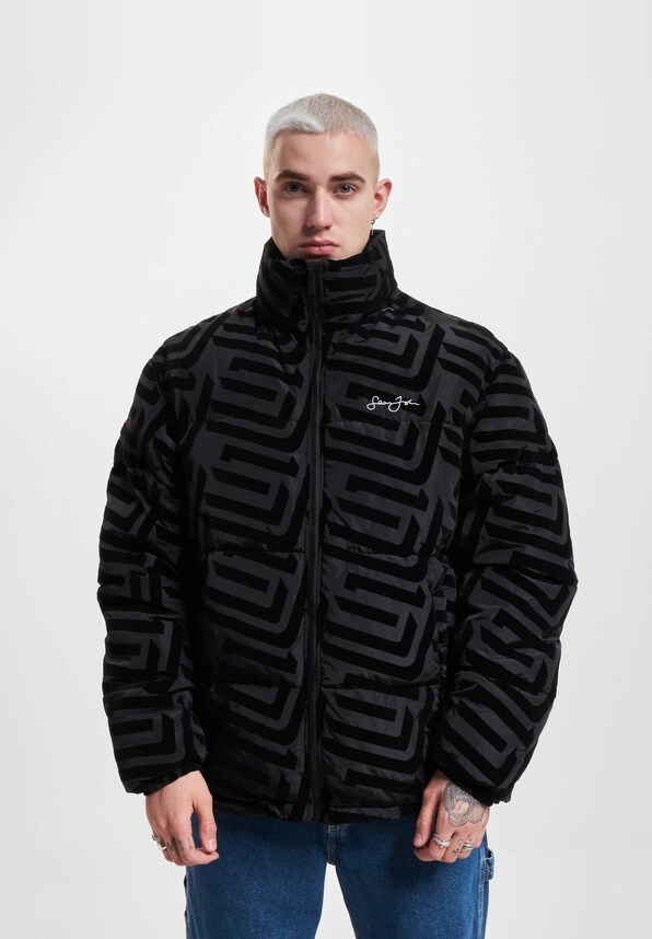 JM233-016-1 SJ Script Logo Geometric Aop Puffer Jacket-2