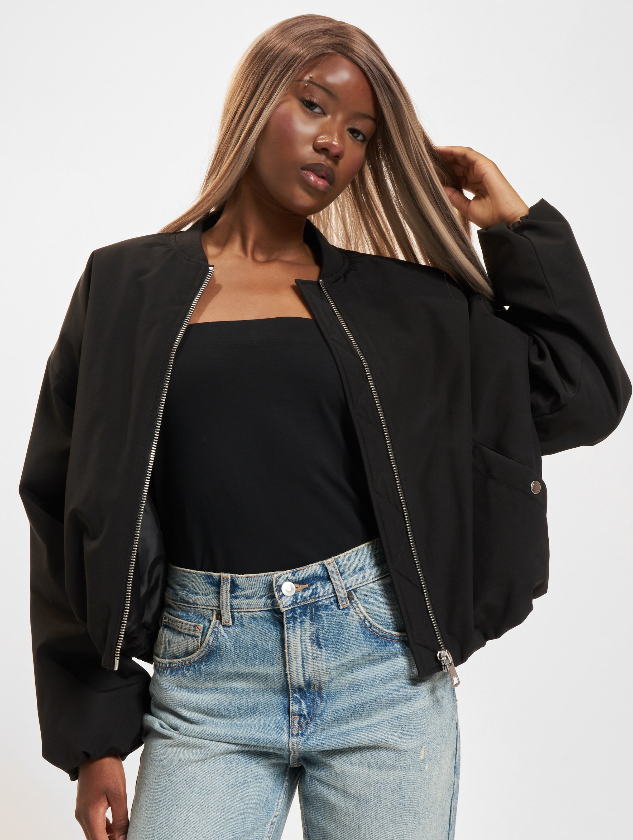 Only Holly Oversized Life Bomberjacke op kleur zwart, Maat XS