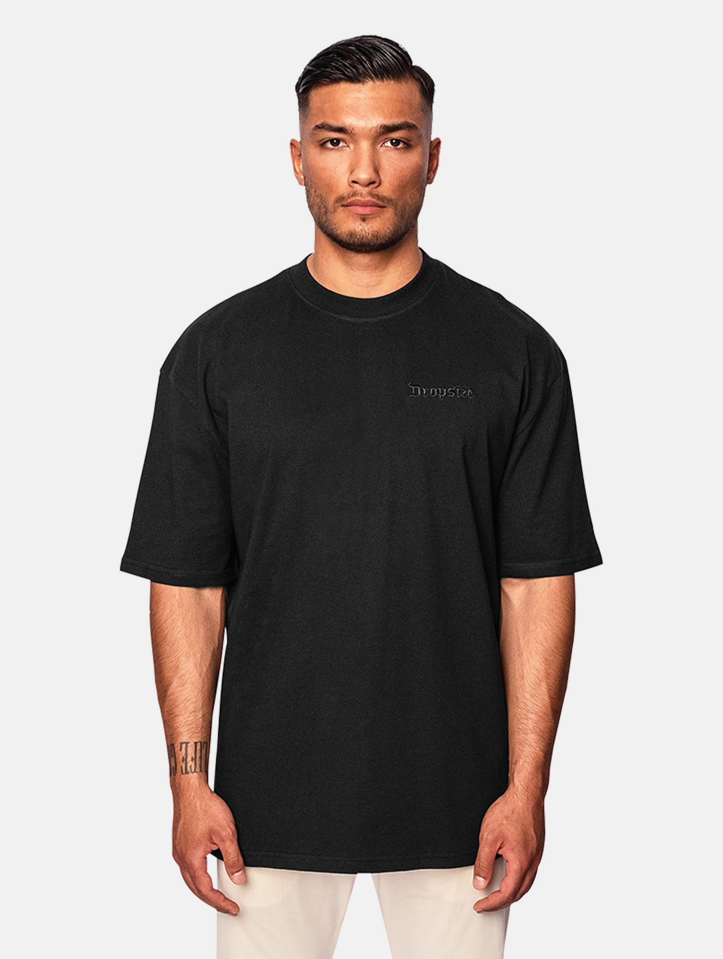 Dropsize Heavy Oversize Embo T-Shirt op kleur zwart, Maat M