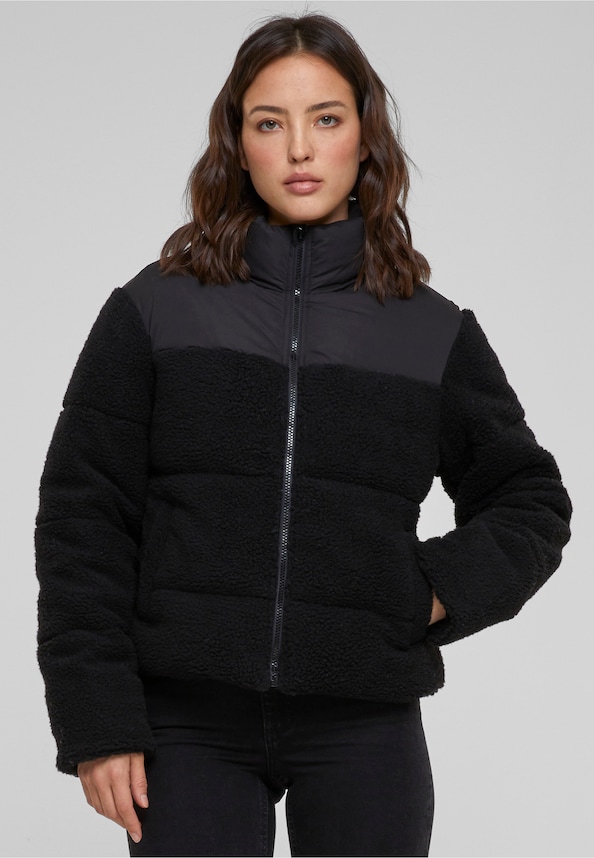 Ladies Short Sherpa Mix Puffer Jacket-0