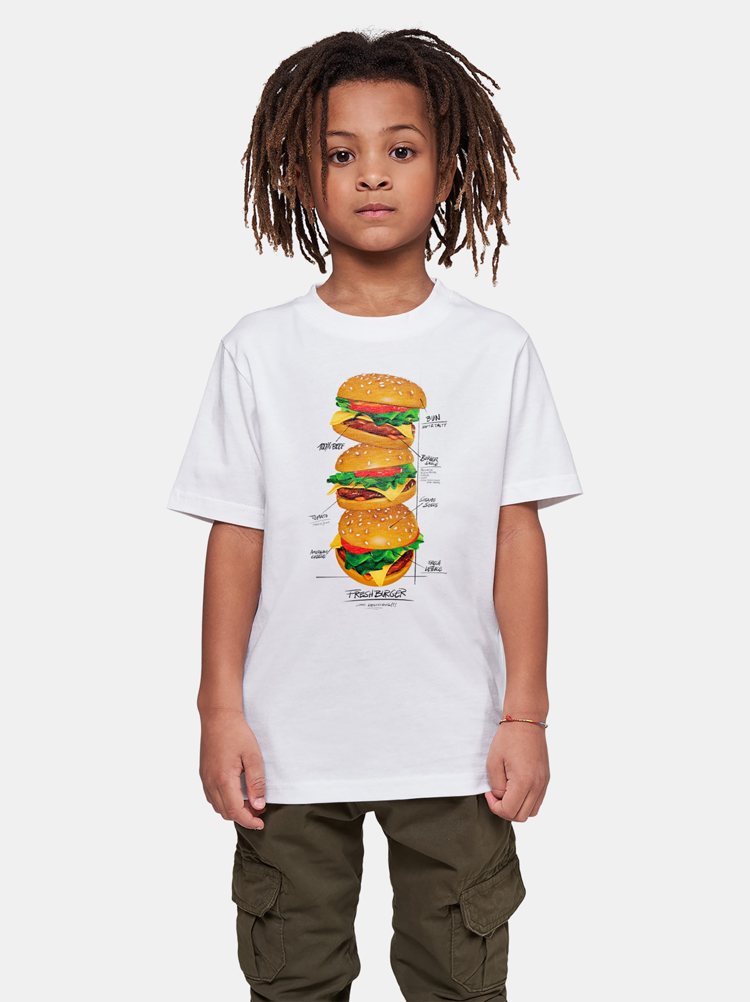 Mister Tee - Kids Triple Burger Kinder T-shirt - Kids 110/116 - Wit
