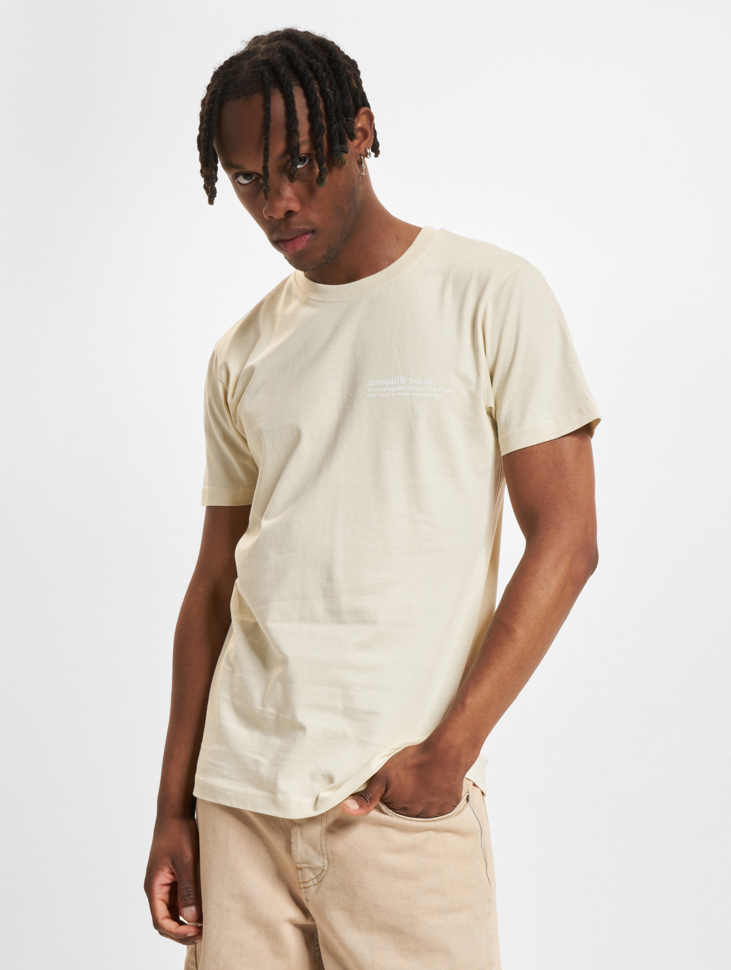 Mister Tee Tranquille T-Shirt op kleur beige, Maat S