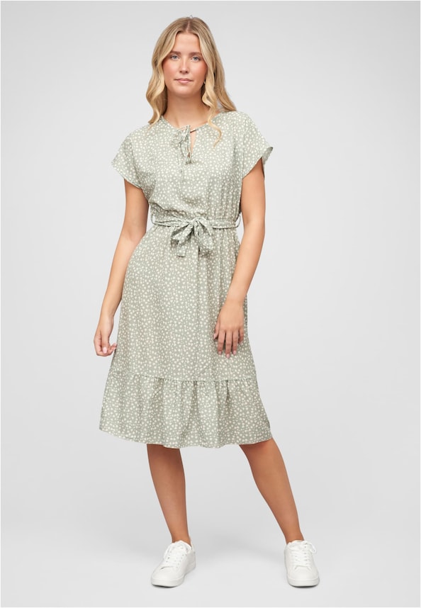 T-Shirt-Kleid mit All Over Herz Print und Bindegürtel-4