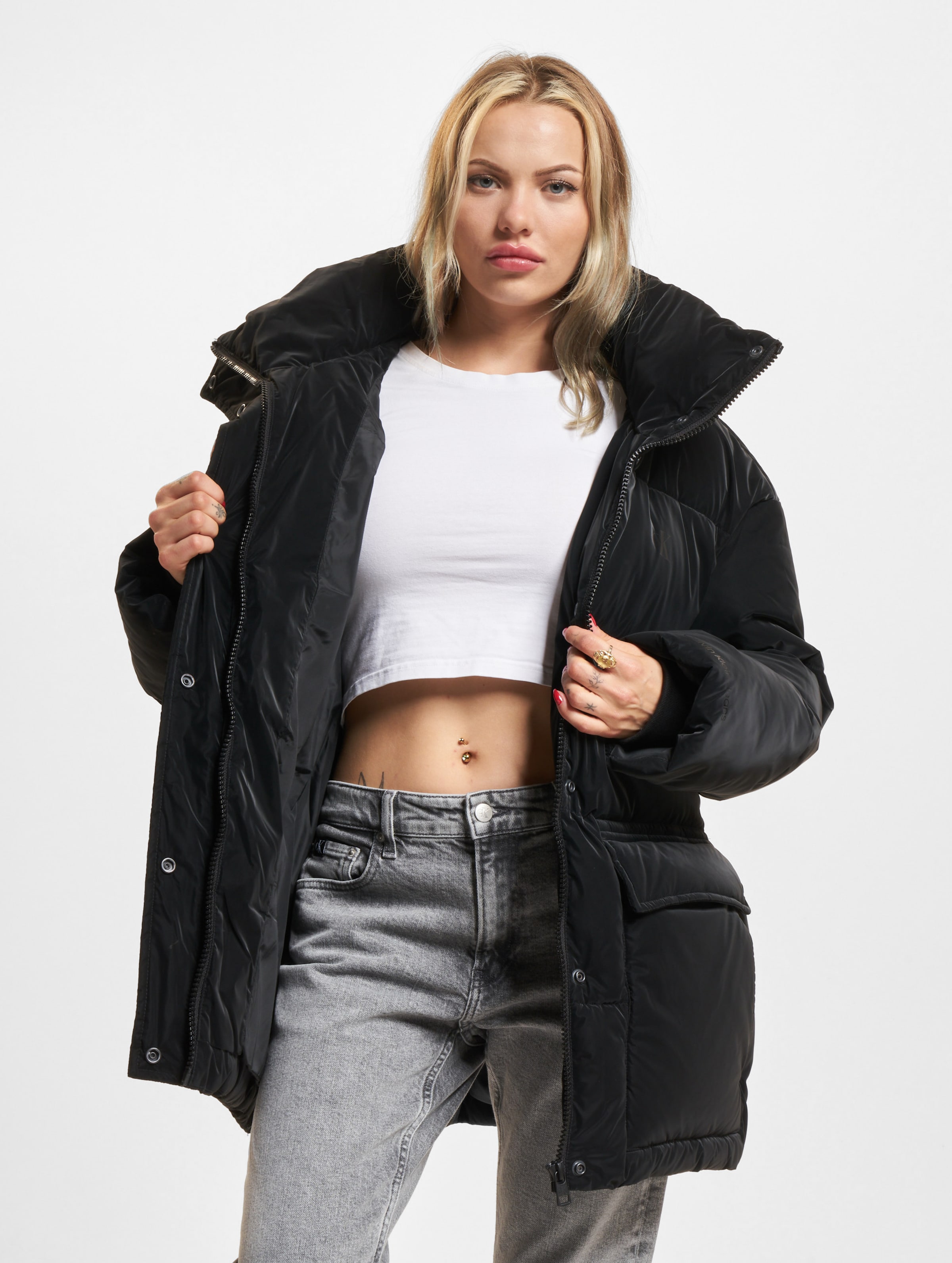 Calvin Klein Jeans Soft Touch Belted Puffer Daunenjacke Frauen,Unisex op kleur zwart, Maat M