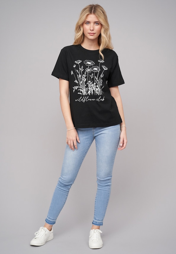 Ladies 77 Wildflower Black Tee-4