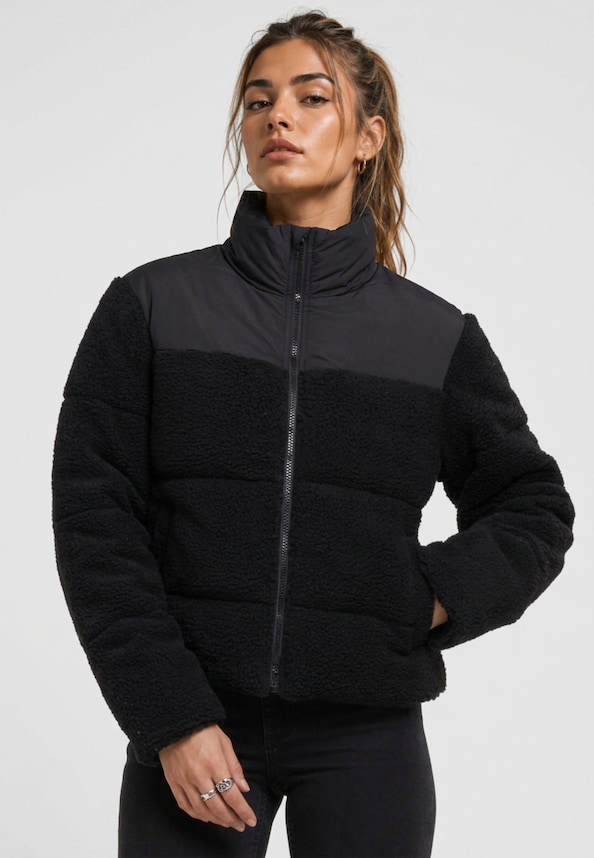 Ladies Short Sherpa Mix Puffer-0