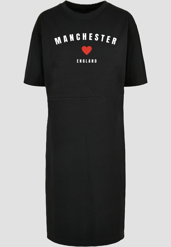 Ladies Manchester X  Organic Oversized Slit Tee Dress-2