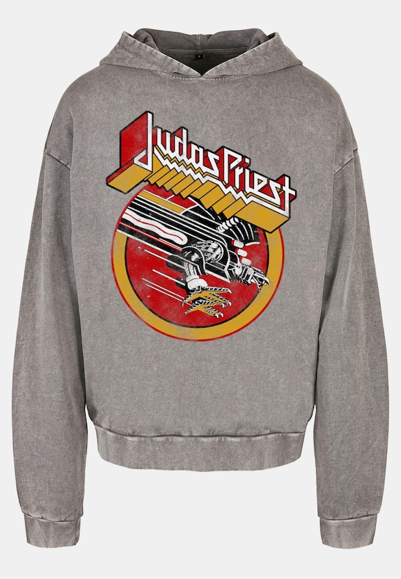 Judas Priest -  Solid Circle Acid Washed Oversized Hoody-2