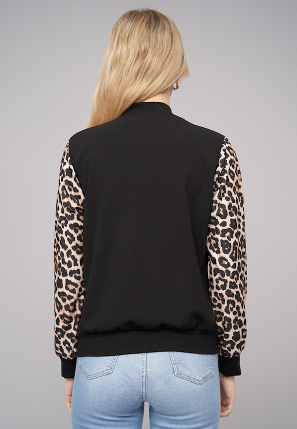 Bomber Jacket 2-Tone Leo Sleeve Print-1