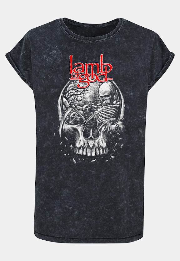 Ladies Lamb Of God - Tombskull Acid Washed -0