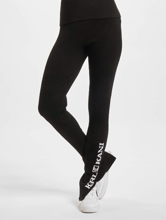 Retro Slit Rib Leggings black