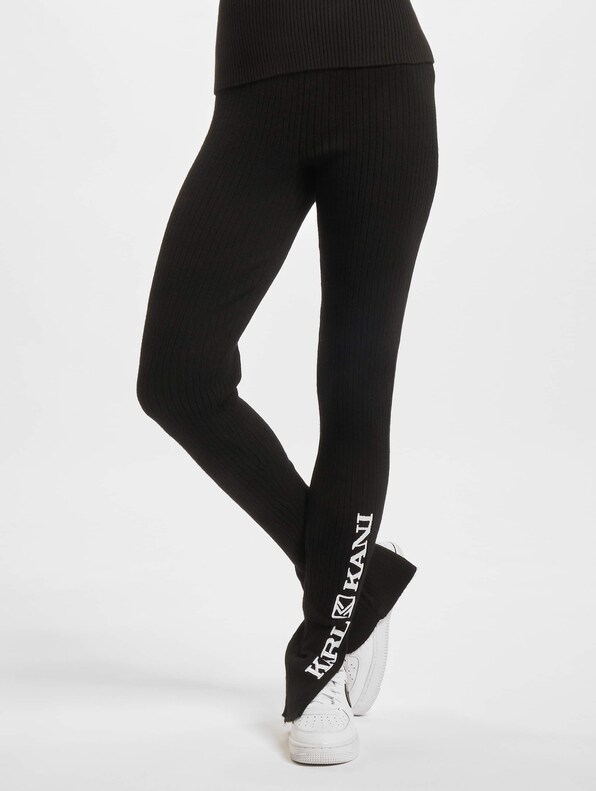 Retro Slit Rib Leggings black-0