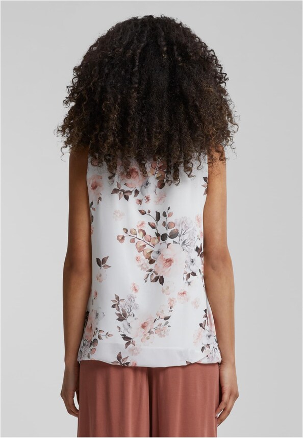 Cloud5ive Damen Chiffon Top mit Blumen Print 2-lagig innen Viskosefutter-1