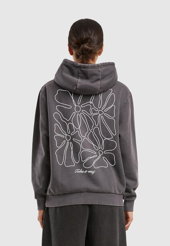 One Line Flowers Ladies Vintage Heavy Hoody-1