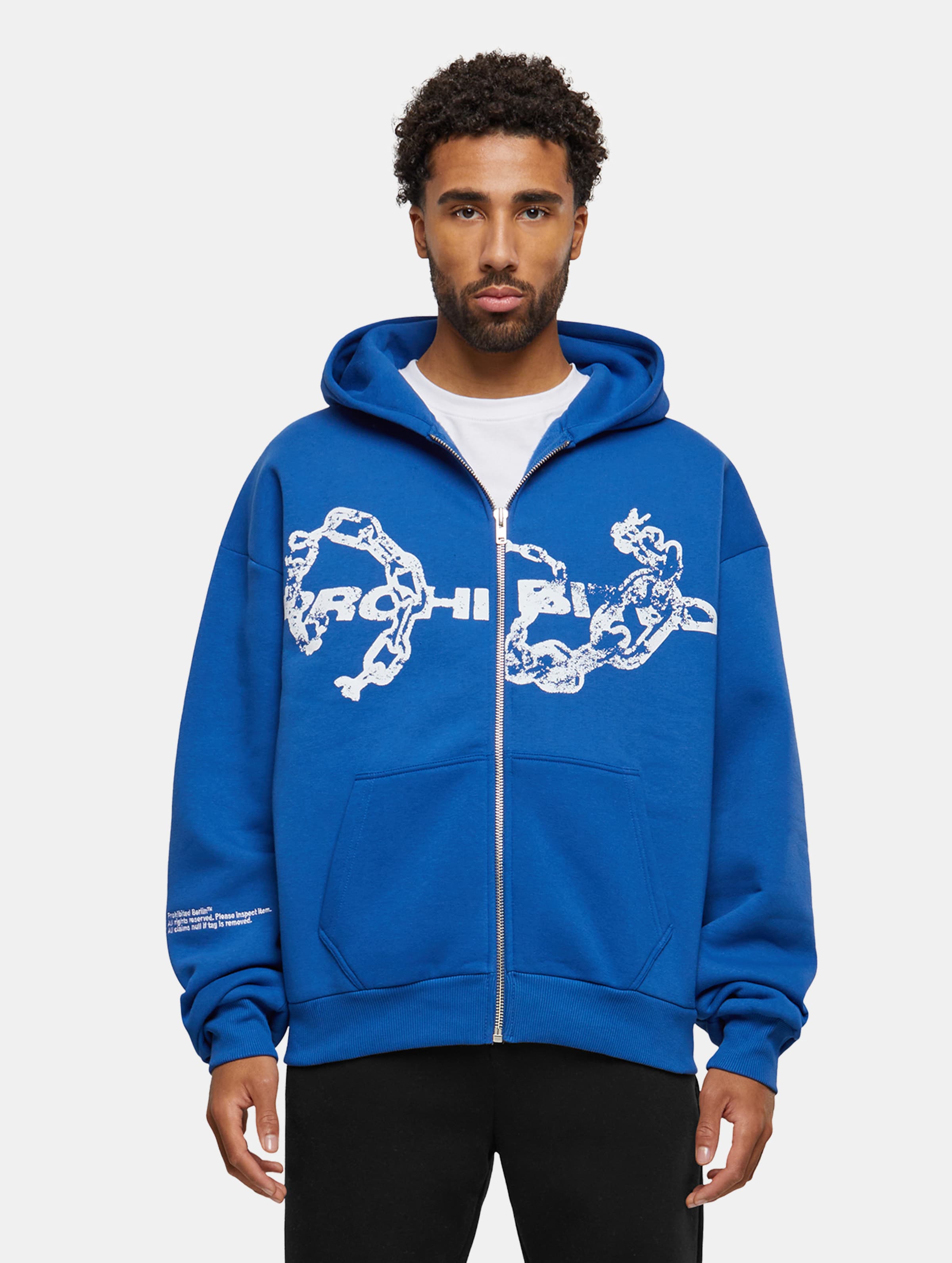 Prohibited Chains Zip Hoodies Männer,Unisex op kleur blauw, Maat XXL