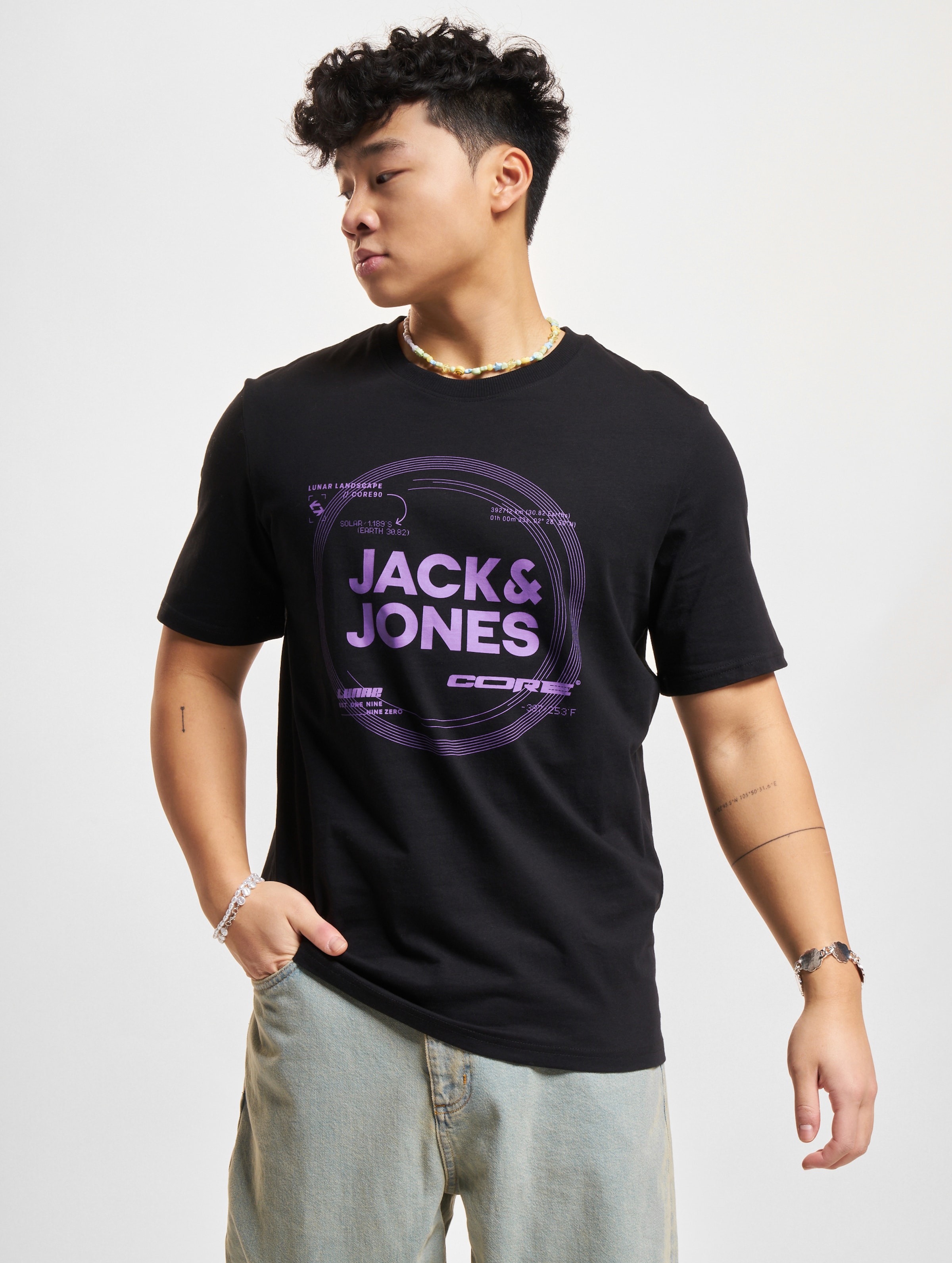 Jack & Jones Pilou Crew Neck T-Shirts Mannen op kleur zwart, Maat XL