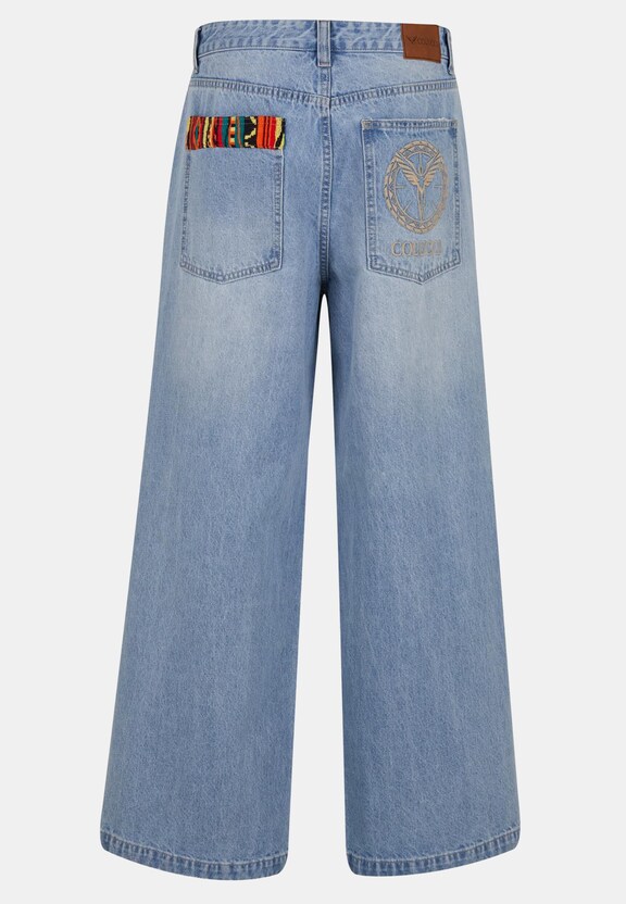 BAGGY JEANS PANTS KNIT DETAIL-5