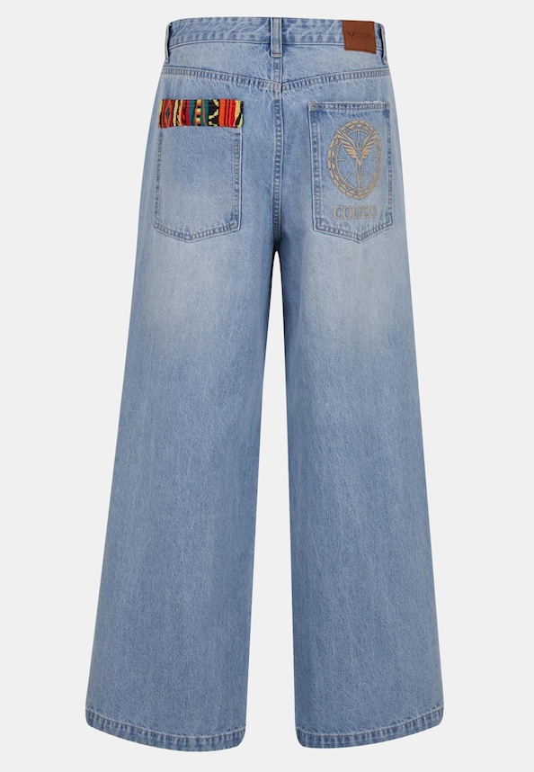 BAGGY JEANS PANTS KNIT DETAIL-5