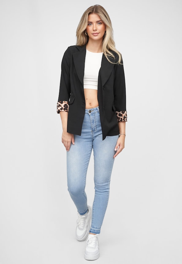 Blazer with 3/4 sleeves and leo print-4