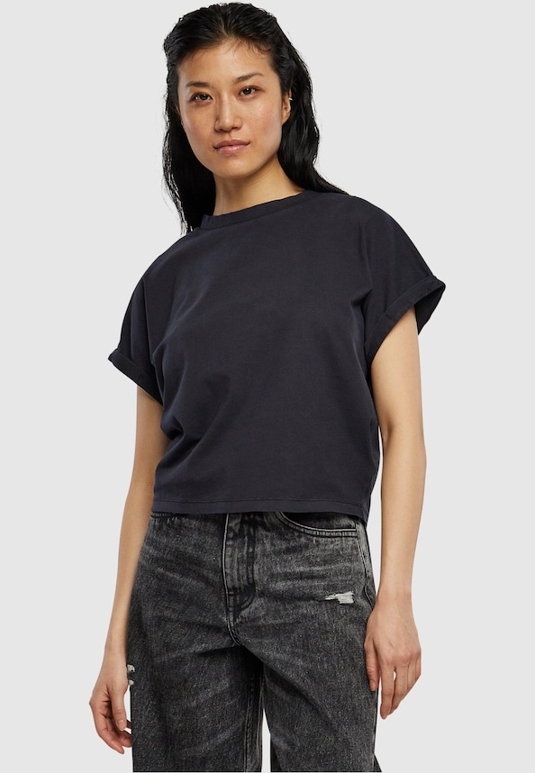 Ladies Short Pigment Dye Cut On Sleeve -0