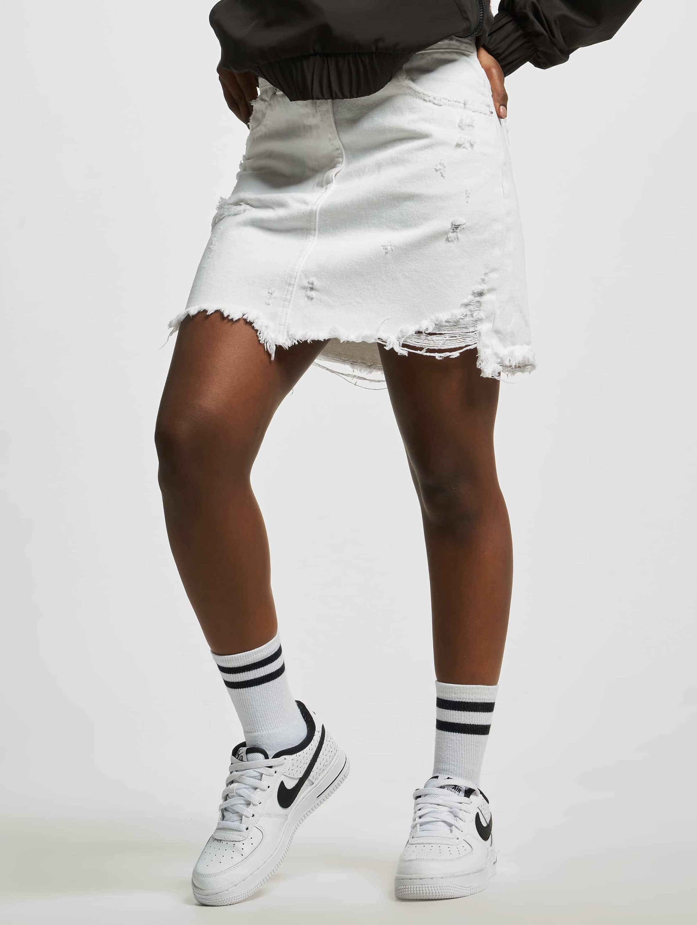 NA-KD Distressed Skirt Vrouwen op kleur wit, Maat 42