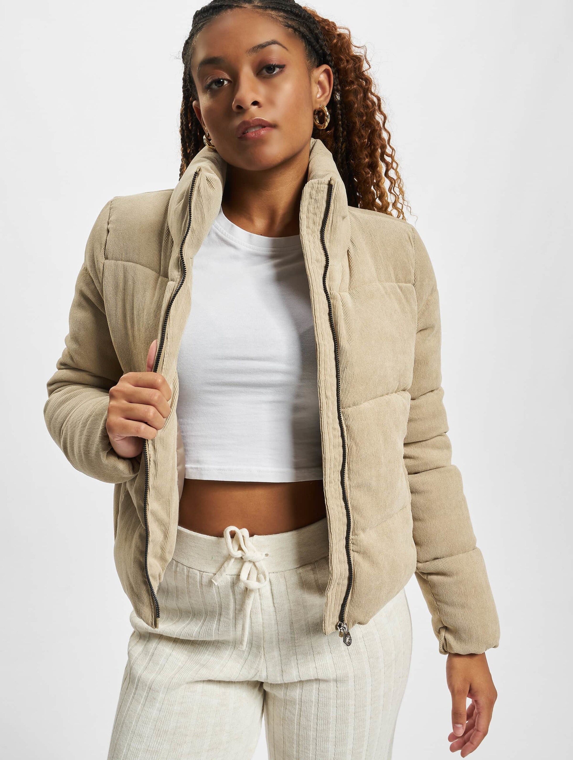 Beige cropped hot sale puffer jacket