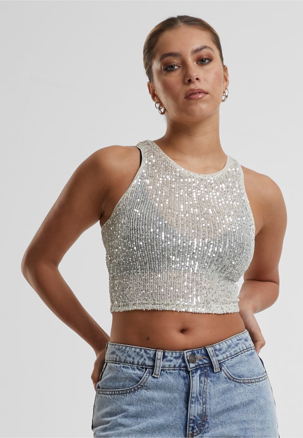 Ladies Sequins Cropped Top-0