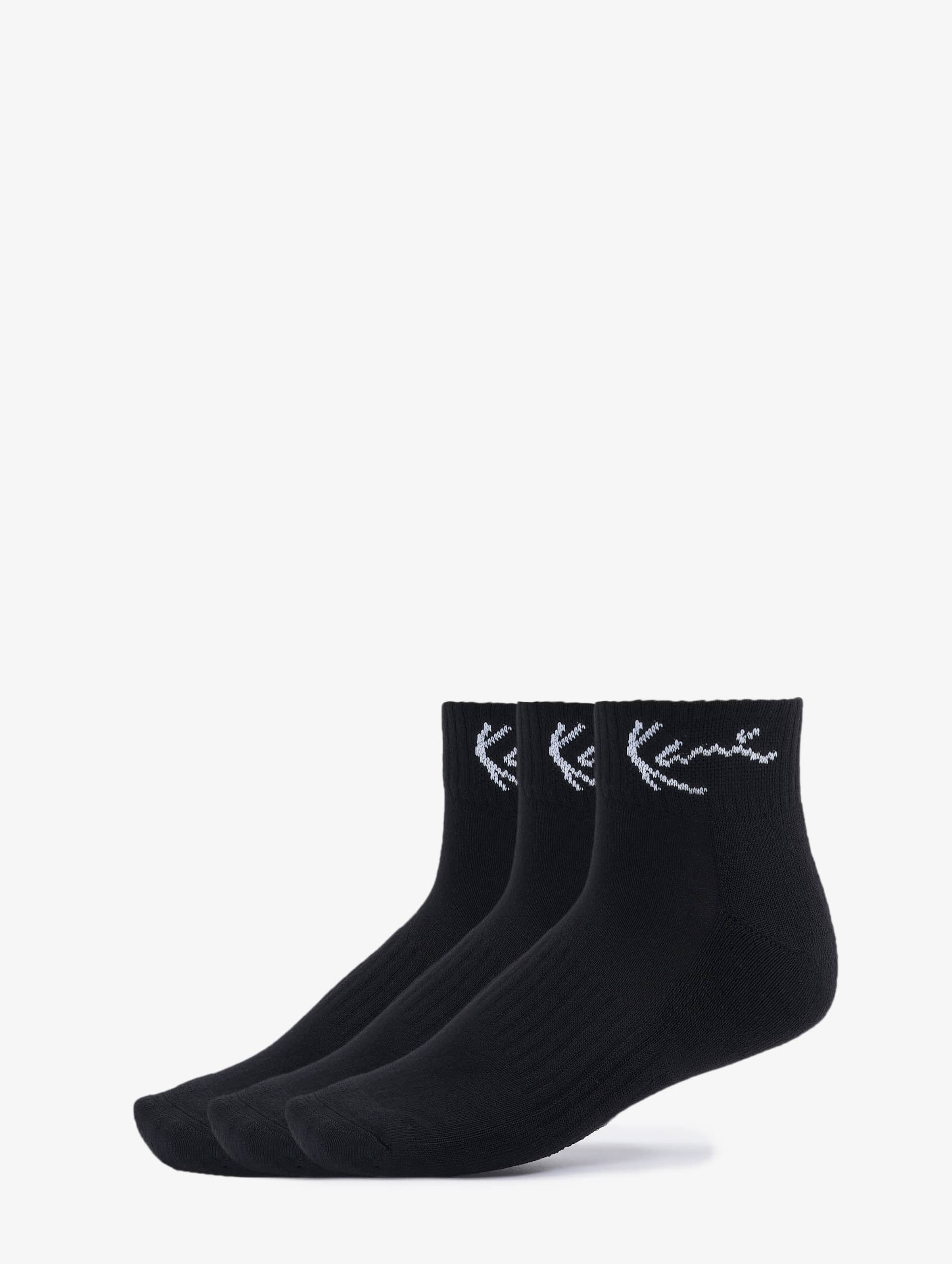 Karl Kani Signature Ankle Socks 3 Pack op kleur zwart, Maat 39-42