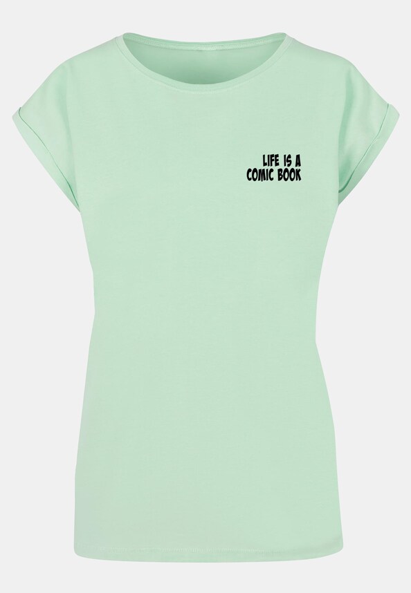 Ladies Book Comic Extended Shoulder Tee-4