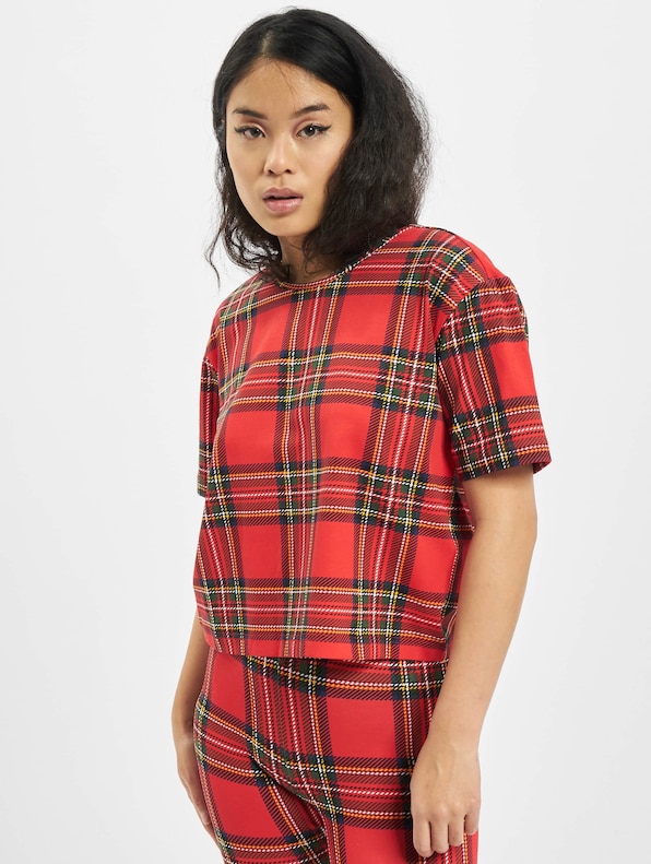 Ladies AOP Tartan Short Oversized Tee-2