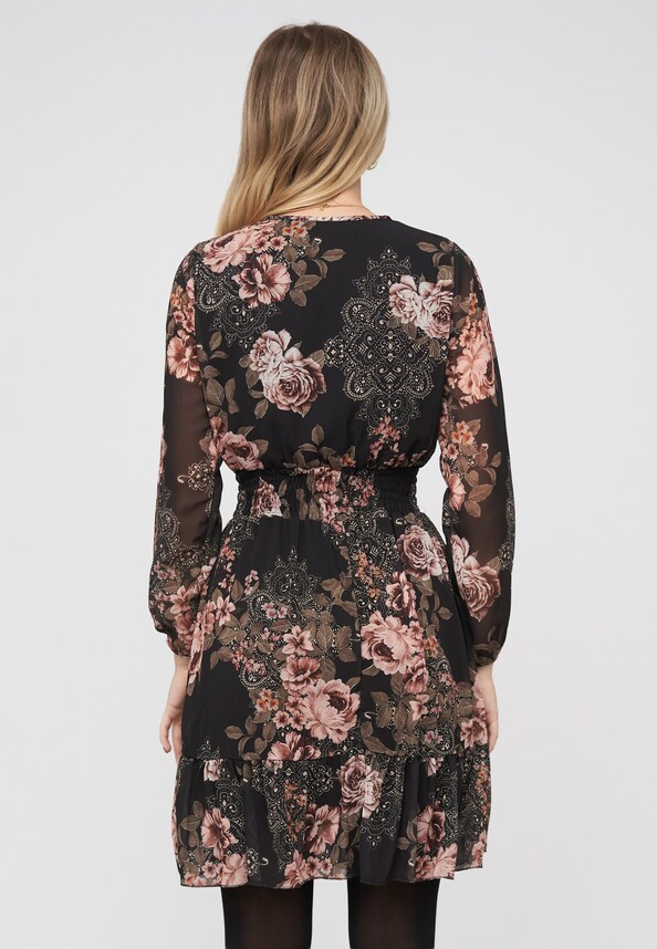 Longsleeve Dress with flower print-1