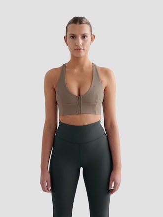 Ribbed Performance Zipped Bra