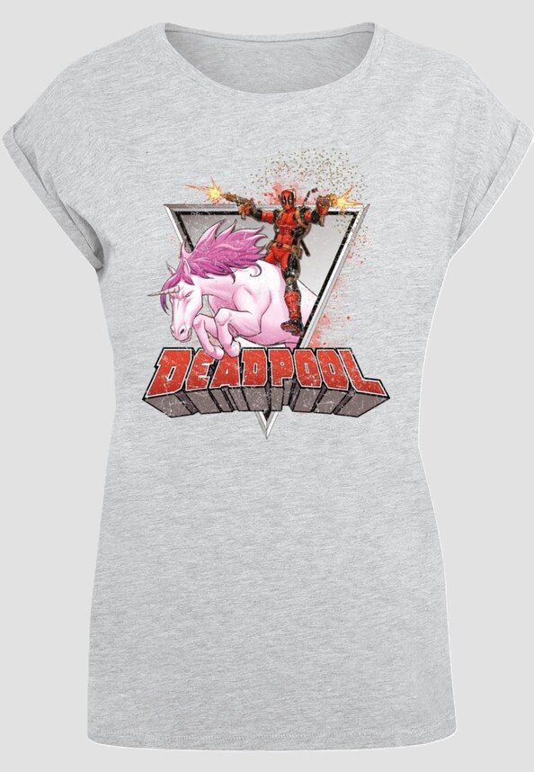 Ladies Deadpool - Rides a Unicorn T-Shirt-2
